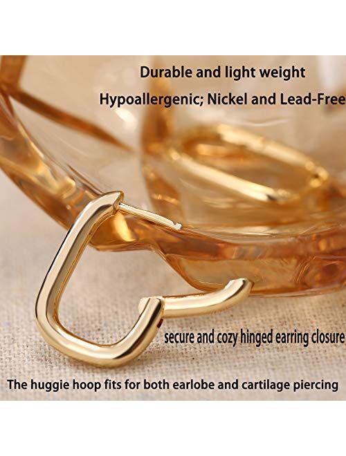 17km 6 Pairs Gold Chunky Hoop Earrings Set for Women Hypoallergenic Thick Open Twisted Huggie Hoop Jewelry for Birthday/Christmas Gifts
