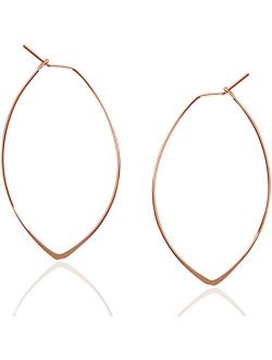 Humble Chic Marquise Threader Big Hoop Earrings for Women - Hypoallergenic and Safe for Sensitive Ears - Plated in 18k Gold or 925 Sterling Silver, Made in the USA
