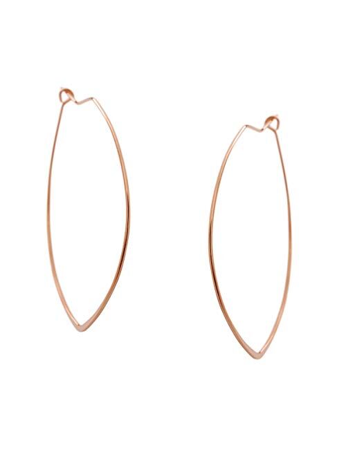 Humble Chic Marquise Threader Big Hoop Earrings for Women - Hypoallergenic and Safe for Sensitive Ears - Plated in 18k Gold or 925 Sterling Silver, Made in the USA