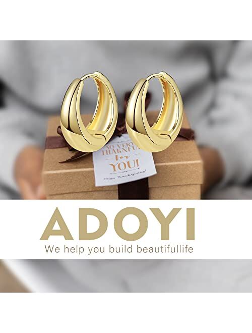 Adoyi Gold Hoop Earrings Set for Women Gold Twisted Huggie Hoops Earrings 14K Plated for Girls Gift Lightweight