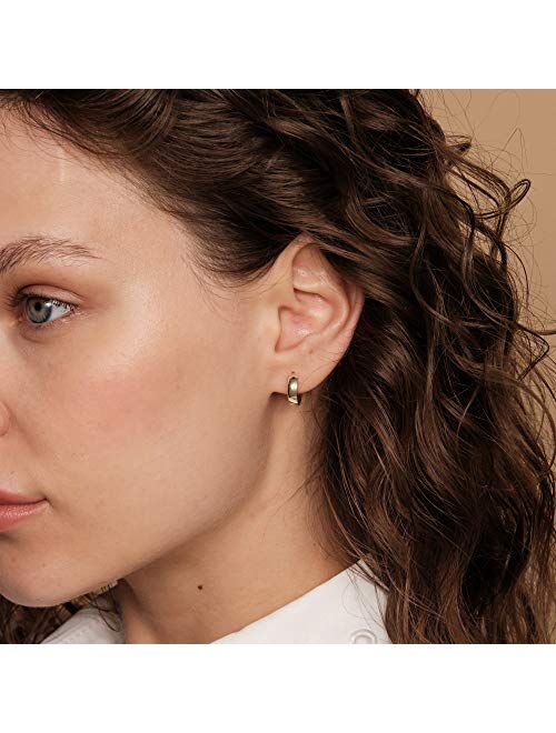 PAVOI 14K Gold Plated Sterling Silver Post Huggie Earrings | Small Hoop Earrings |Gold Earrings for Women