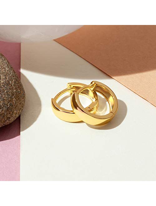 PAVOI 14K Gold Plated Sterling Silver Post Huggie Earrings | Small Hoop Earrings |Gold Earrings for Women