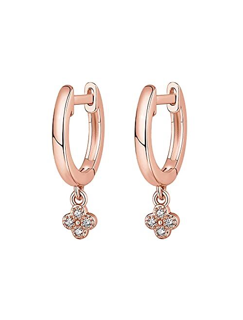 PAVOI 14K Gold Plated S925 Sterling Silver Post Lightweight Drop/Dangle Huggie Earrings for Women | Religious Ornament: Cross, Evil Eye, Clover, Celtic | Dainty Earrings 