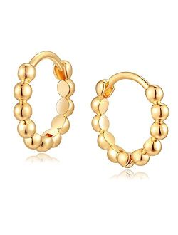 WEARON 14K Gold Plated Huggie Earrings for Women Personality Simplicity Twisted Chain Hoop Earrings Hypoallergenic Designer Ear Rings Fashion Jewelry Hollow Out Earrings