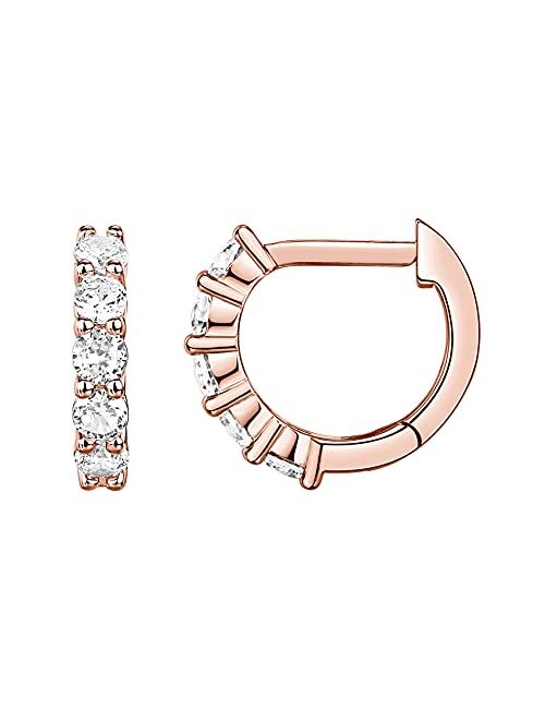 PAVOI 14K Gold Plated Sterling Silver Post Pave Cubic Zirconia Huggie Hoop Earrings for Women