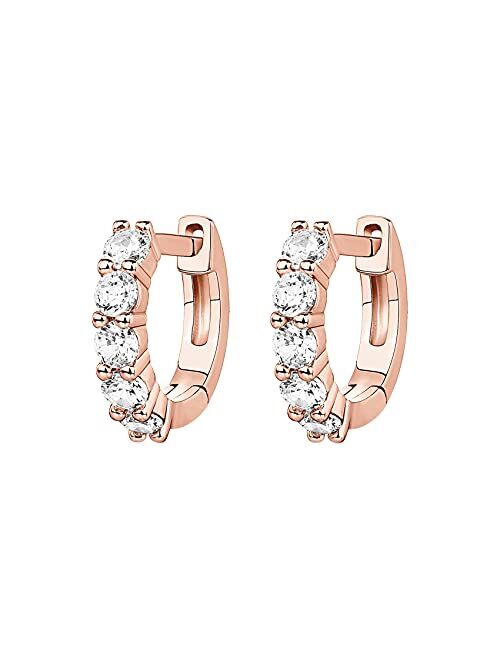 PAVOI 14K Gold Plated Sterling Silver Post Pave Cubic Zirconia Huggie Hoop Earrings for Women