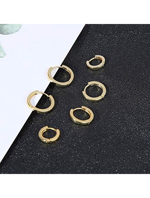 micuco Small Hoop Earrings for Women 14K Gold Plated Hoop Huggie Earrings for Men Hypoallergenic Earrings Tiny Cartilage Ear Jewelry for Women
