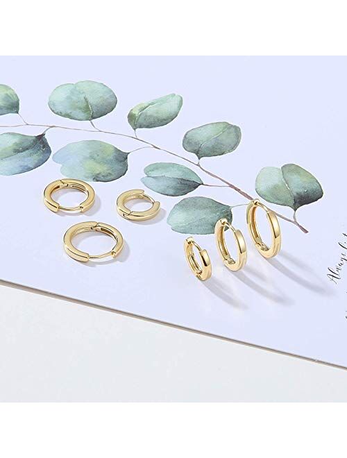 micuco Small Hoop Earrings for Women 14K Gold Plated Hoop Huggie Earrings for Men Hypoallergenic Earrings Tiny Cartilage Ear Jewelry for Women