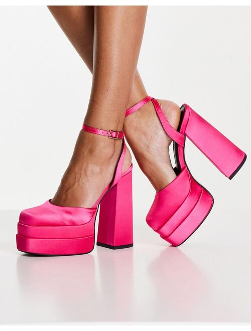 ASOS DESIGN Pluto platform heeled shoes in magenta