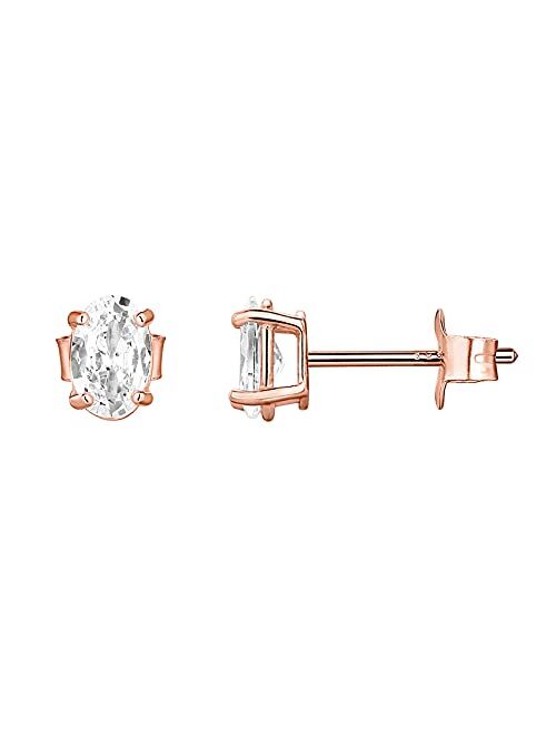 PAVOI 14K Gold Plated Sterling Silver Cubic Zirconia Stud Earrings for Women