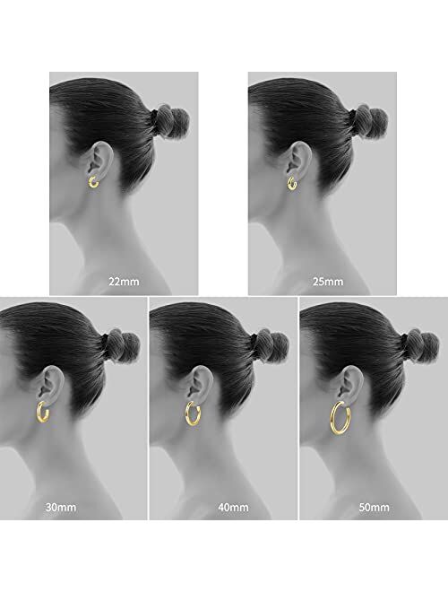 Gacimy Chunky Gold Hoop Earrings for Women 14K Real Gold Plated, 925 Sterling Silver Post Gold Hoops for Women