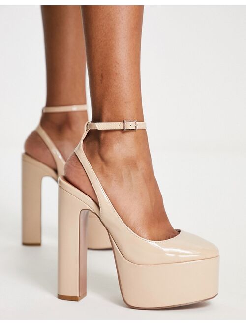 ASOS DESIGN Pronto platform high heeled shoes in beige