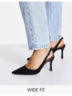Wide Fit Samber slingback stiletto heels in black
