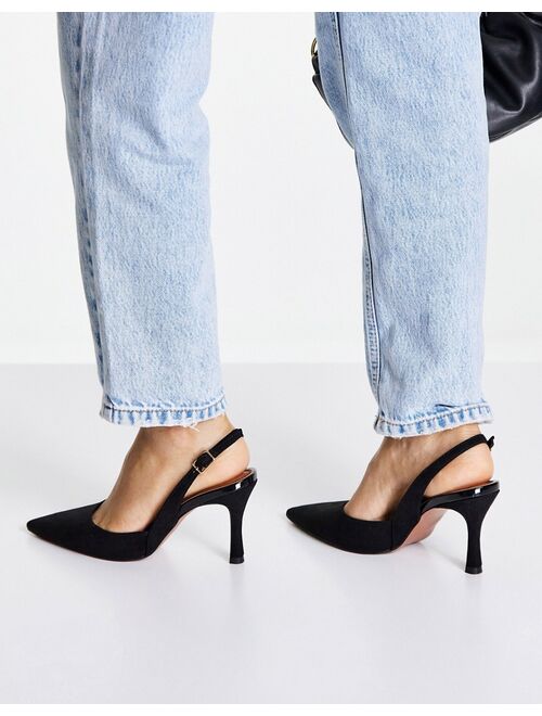 ASOS DESIGN Wide Fit Samber slingback stiletto heels in black