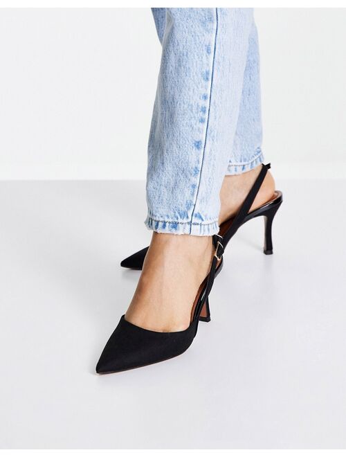 ASOS DESIGN Wide Fit Samber slingback stiletto heels in black