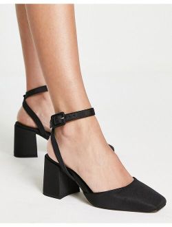 Stelle block heeled mid shoes in black