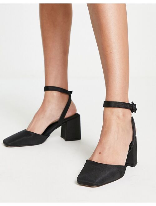 ASOS DESIGN Stelle block heeled mid shoes in black