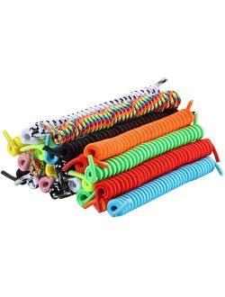 WILLBOND 12 Pairs No Tie Curly Shoelaces Elastic Shoe Lace in Solid Color for Kids and Adults
