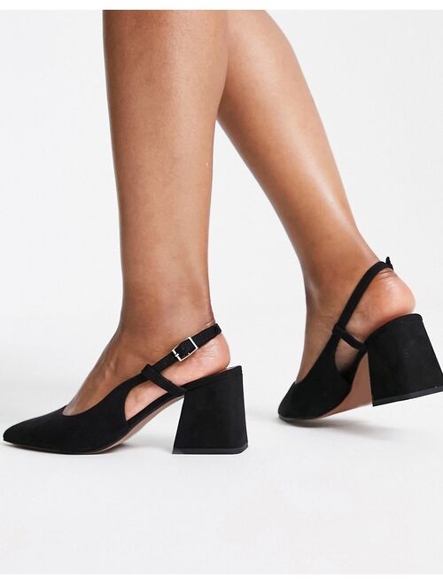 ASOS DESIGN Wide Fit Sydney slingback mid heels in black