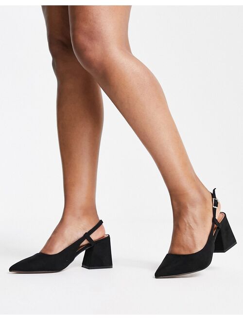 ASOS DESIGN Wide Fit Sydney slingback mid heels in black