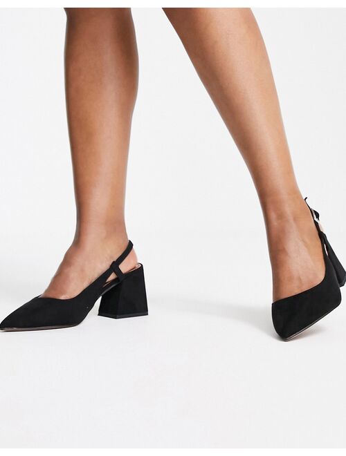 ASOS DESIGN Wide Fit Sydney slingback mid heels in black