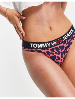 Tommy Jeans thong in pink leopard print