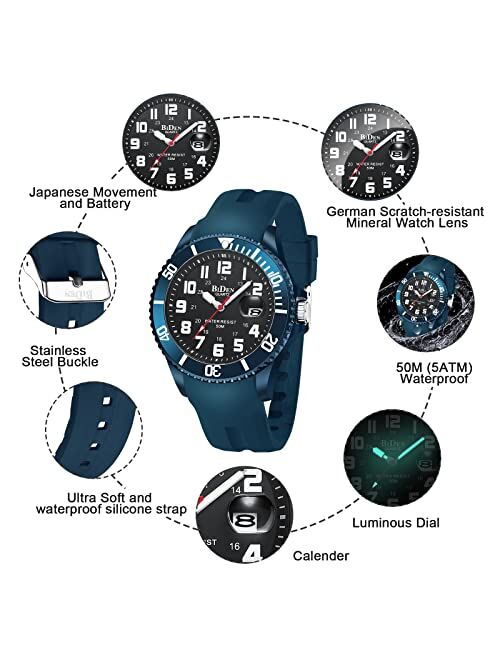 Hanposh Mens Watches Military Watches for Men Military Army Watch Analogue Quartz Waterproof Wrist Watches for Men Date Display Nylon Tactical Field Sports Minimalist Wat