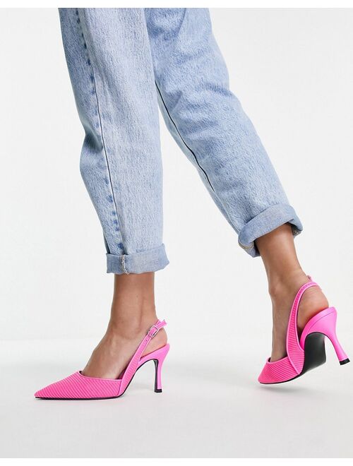 ASOS DESIGN Wide Fit Samber slingback stiletto heels in pink