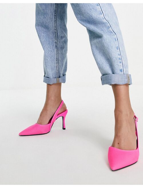 ASOS DESIGN Wide Fit Samber slingback stiletto heels in pink