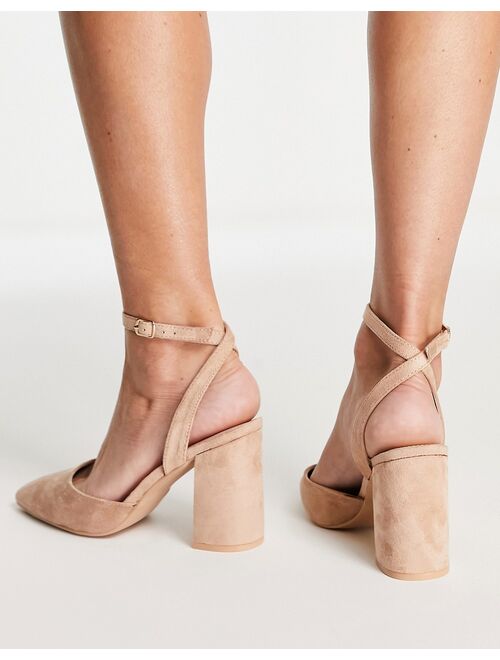 RAID Neima block heeled shoes in beige micro