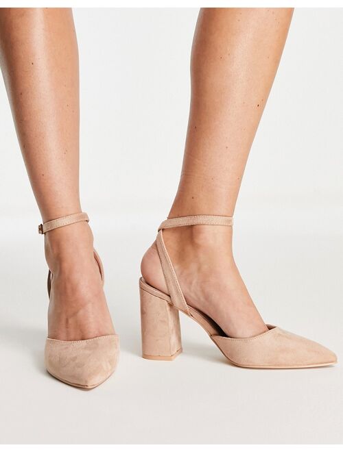 RAID Neima block heeled shoes in beige micro