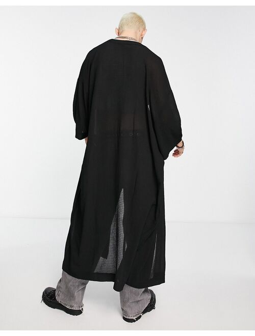 ASOS DESIGN longline kimono in polyester in black