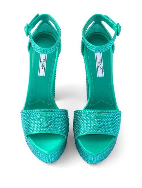 Prada crystal-studded 135mm satin platform sandals