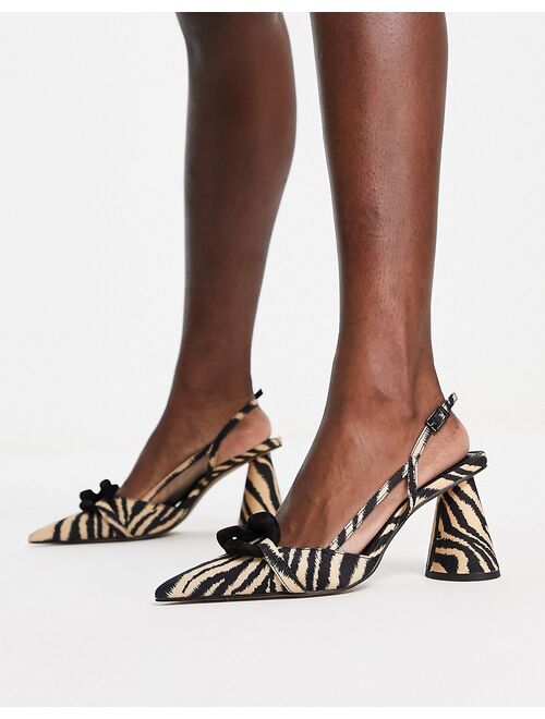ASOS DESIGN Sophie chain detail mid heeled shoes in zebra