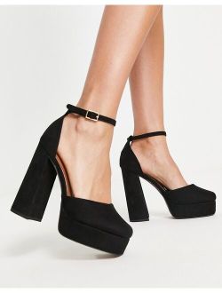 Priority platform high heeled shoes in black