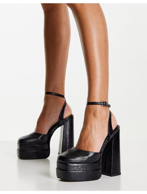 ASOS DESIGN Pluto platform heeled shoes in black