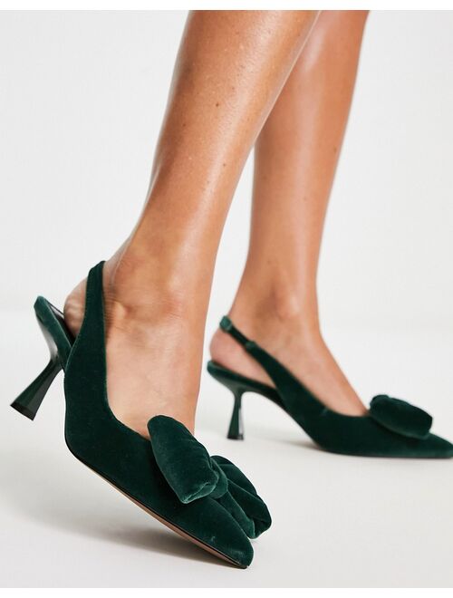 ASOS DESIGN Scarlett bow detail mid heeled shoes in green
