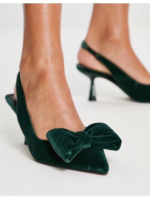 ASOS DESIGN Scarlett bow detail mid heeled shoes in green