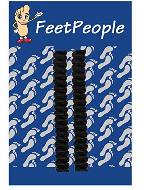 FeetPeople Curly (or Twister No-Tie) Shoelaces 1 Pair, Black, 6 inches