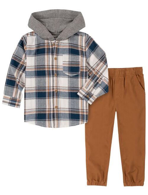Kids Headquarters Little Boys Front Shirt and Twill Joggers, 2 Piece Set