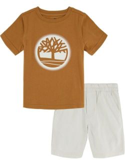 Timberland Little Boys Short Sleeve Tree Logo T-shirt and Ripstop Shorts, 2 Piece Set