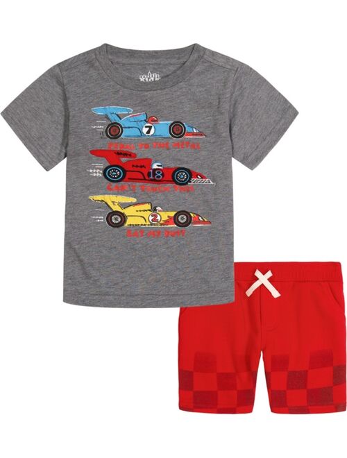 Kids Headquarters Toddler Boys Short Sleeve Racecar T-shirt and Printed French Terry Shorts, 2 Piece Set