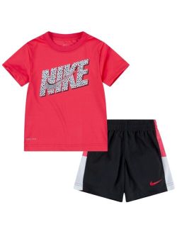 Toddler Boys Block Dri-Fit T-shirt and Shorts, 2-Piece Set