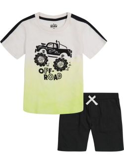 Little Boys 2 Piece Short Sleeve Gradient T-shirt and French Terry Shorts Set