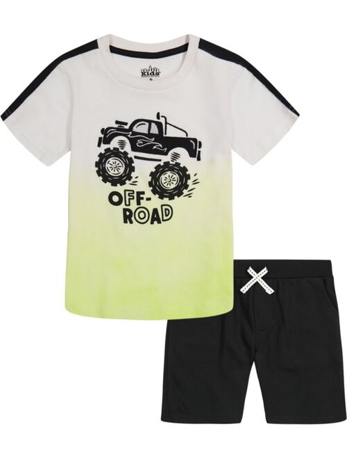 Kids Headquarters Little Boys 2 Piece Short Sleeve Gradient T-shirt and French Terry Shorts Set