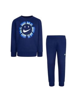 Boys 4-7 Nike Smiley Face Logo Graphic Sweatshirt & Jogger Pants Set