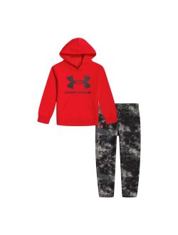 Boys 4-7 Under Armour Logo Graphic Hoodie & Splice Dyed Jogger Pants Set