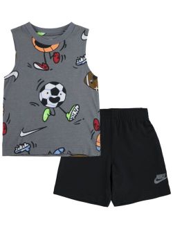 Toddler Boys Nikemoji Muscle T-shirt and Shorts, 2 Piece Set
