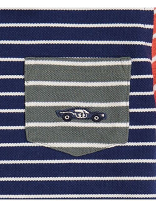 Kids Headquarters Little Boys Stripe Colorblock Polo Shirt and Twill Shorts, 2 Piece Set