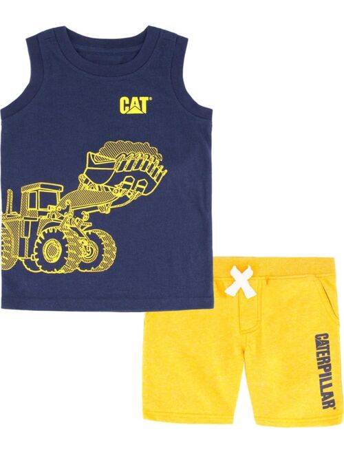 Caterpillar Toddler Boys Brand Graphics Muscle T-shirt and French Terry Shorts Set, 2 Piece